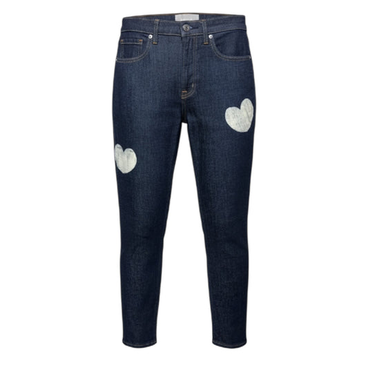 Hand-Printed Heart Stretch High Rise Skinny Jeans
 By Everlane X PlayHouseRoll  In Blue Denim, Size: 4/27