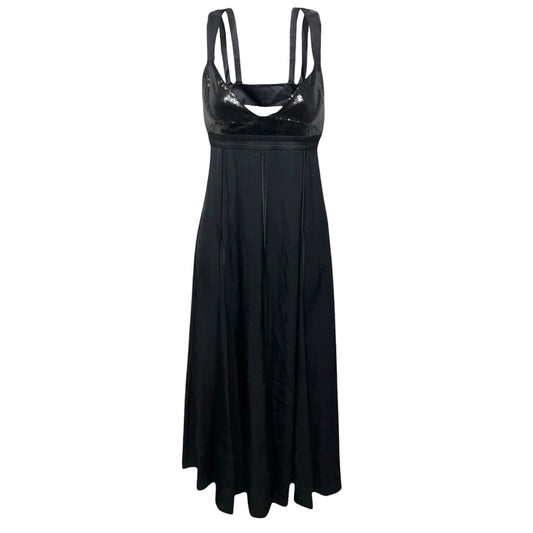 Cutout Sequined Satin-Trimmed Twill Midi Dress Designer By Grey by Jason Wu In Black, Size: 2