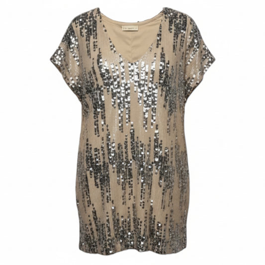 Sequin Dress Casual Short By By Together In Silver & Tan, Size: M