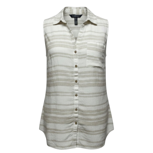 Linen Blend Button Down Sleeveless Top By Ellen Tracy In Striped Pattern, Size: S