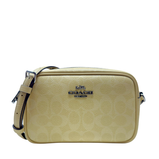 Mini Jamie Camera Signature Coated Canvas Crossbody Bag Designer By Coach In Hay, Size: Medium