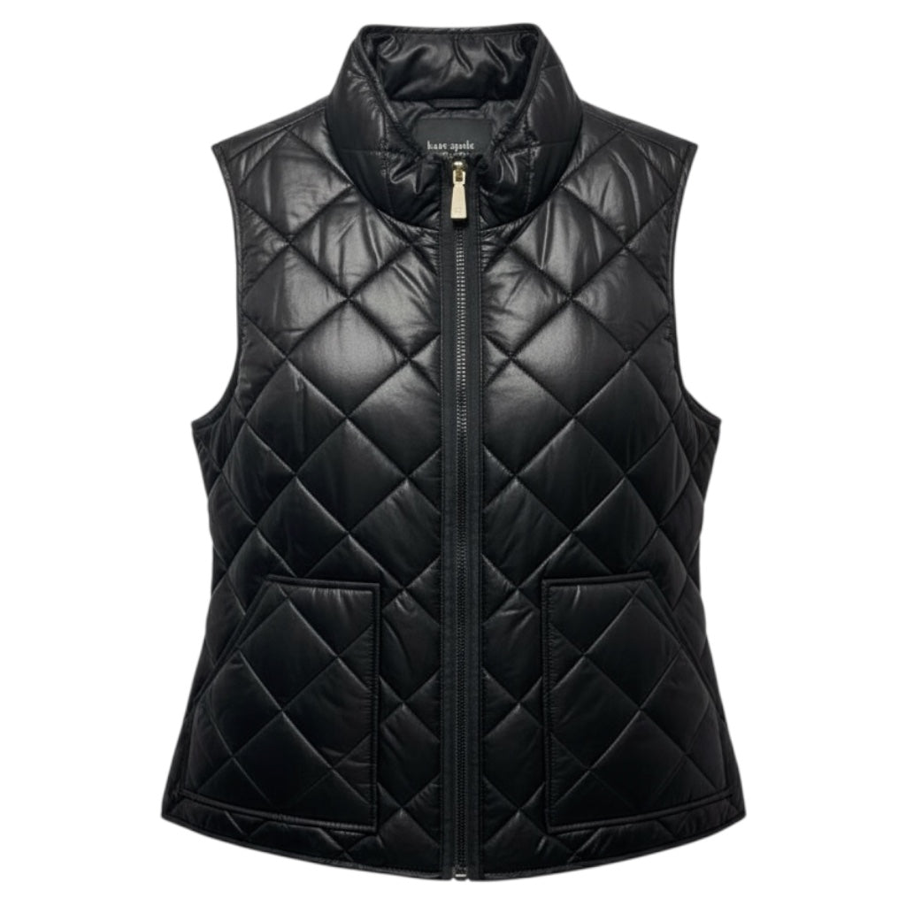 Quilted Vest Designer By Kate Spade In Black, Size: XL