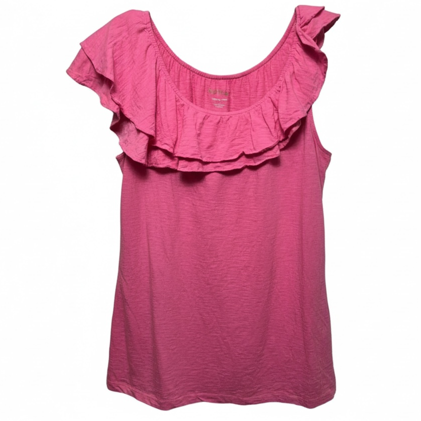 Wynne Ruffle Top Designer By Lilly Pulitzer In Pink, Size: XL