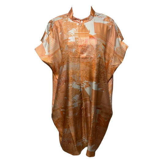 Silk Dress Casual Short By Jim Thompson In Orange & White, Size: S