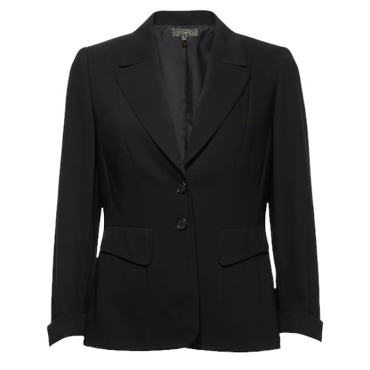 Stretch Wool Blazer Designer By Escada In Black, Size: M
