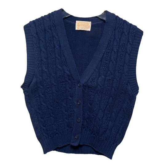 Virgin Wool Vest Sweater By Pendleton In Blue, Size: S