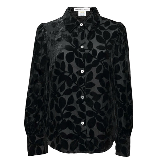 Sumptuous Blouse By Gretchen Scott In Black Luxe Leaf Velvet, Size: S