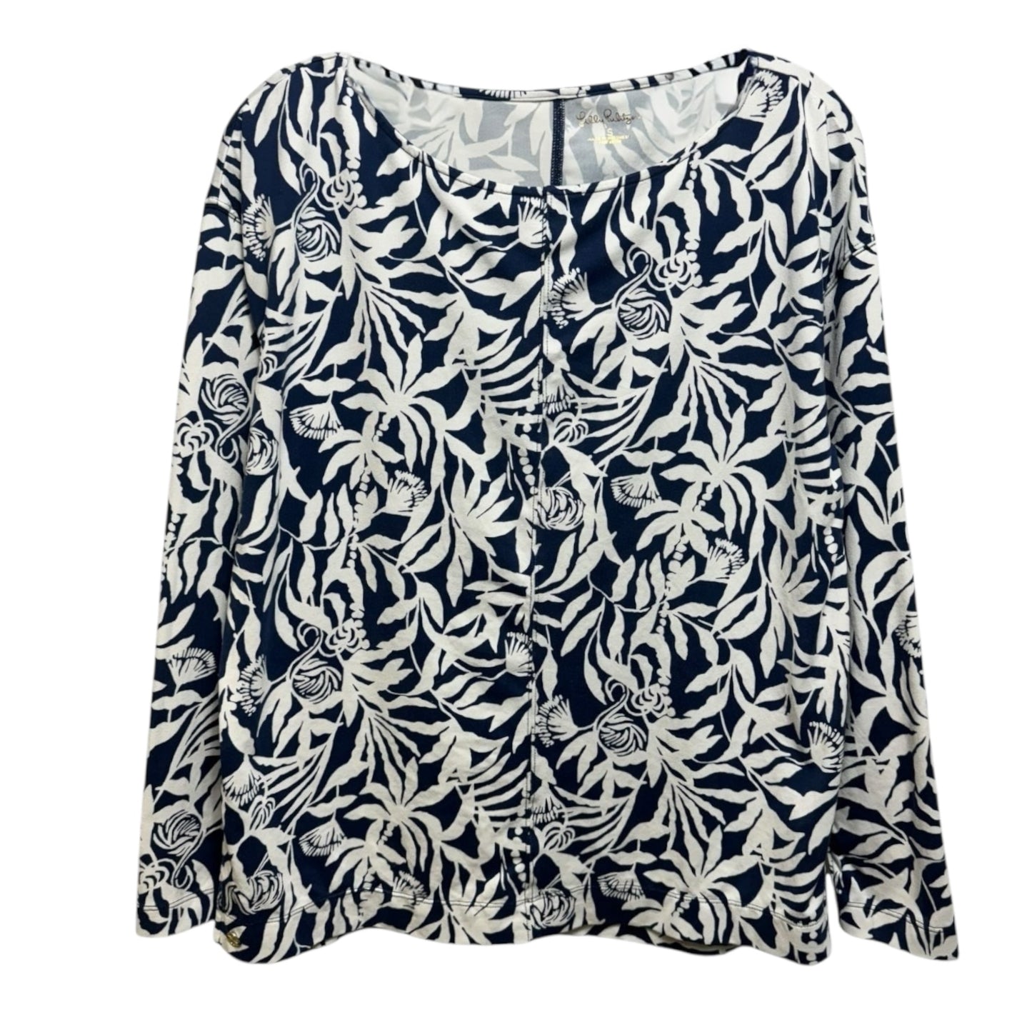 Karessa UPF 50+ Top Designer By Lilly Pulitzer In Low Tide Navy Flocking To Paradise, Size: S