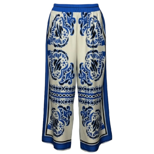 Patterned Pants Lounge By Sweet Rain In Blue & White, Size: 1X