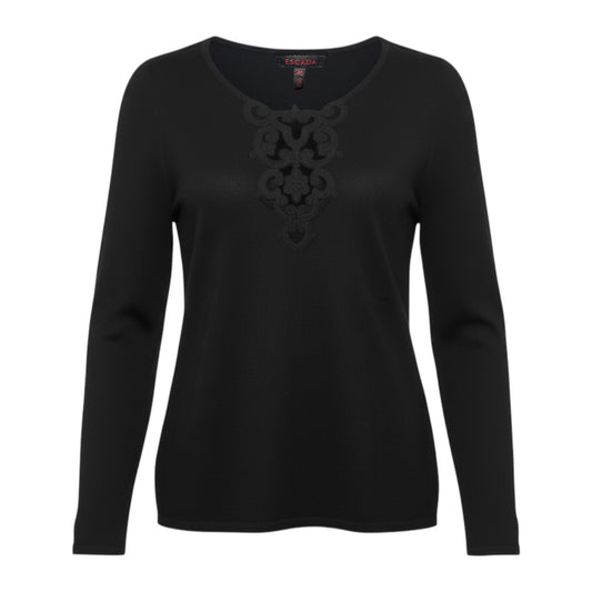 Silk & Cashmere Sweater Designer By Escada In Black, Size: M