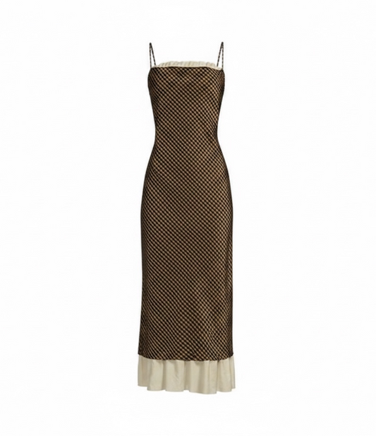 Bond Gingham Print Flutter Hem Midi Dress By Antonio Melani X Courtney Grow In Striped Pattern, Size: 2