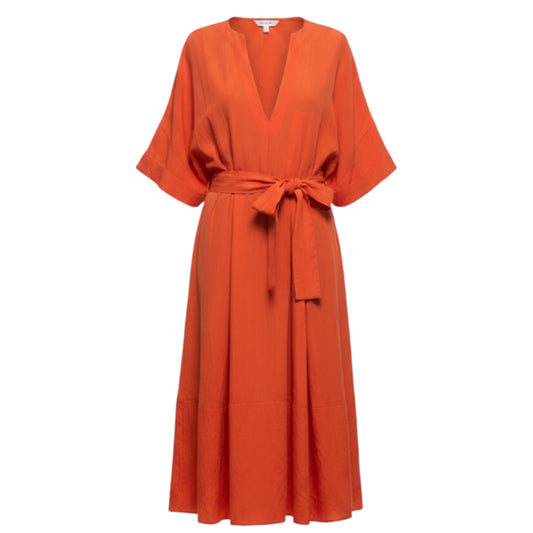 Cuffed Short Sleeve Maxi Dress By Vince In Orange, Size: S