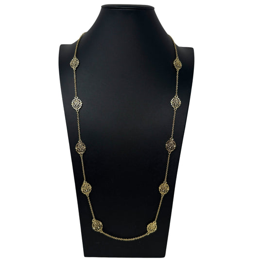 Gold Tone & Crystal Station Necklace By Ann Taylor