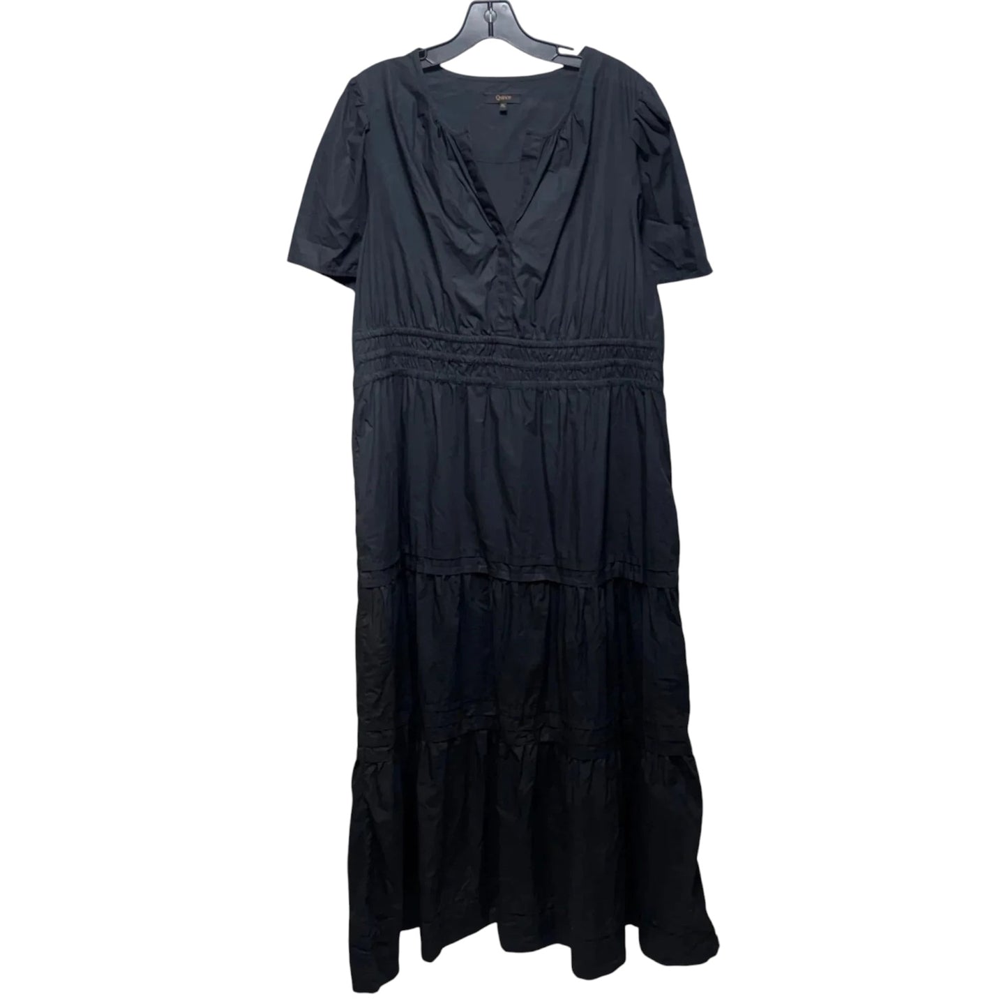100% European Linen Tiered Maxi Dress By Quince In Black, Size: XL