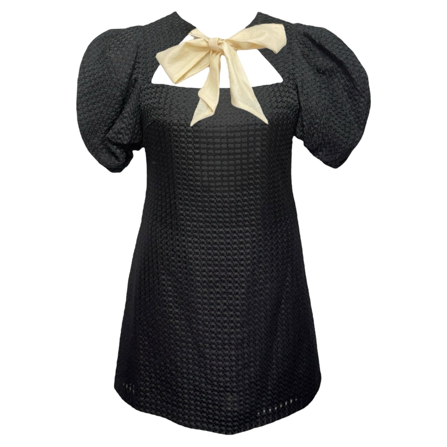 Savile Short Puff Sleeve Bow Tie Neck Dress By Courtney Grow X Antonio Melani In Black, Size: 4