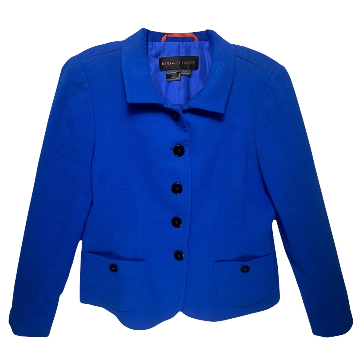 Double Face Wool Crepe Blazer By Nina Mclemore In Michelle Blue, Size: 6