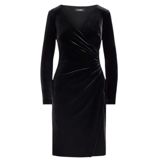Stretch Velvet Surplice Cocktail Dress By Lauren Ralph Lauren In Black, Size: 00