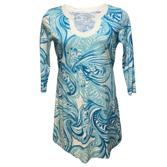 Marlina Dress Designer By Lilly Pulitzer In Resort White Blue Sea Ruffles, Size: M
