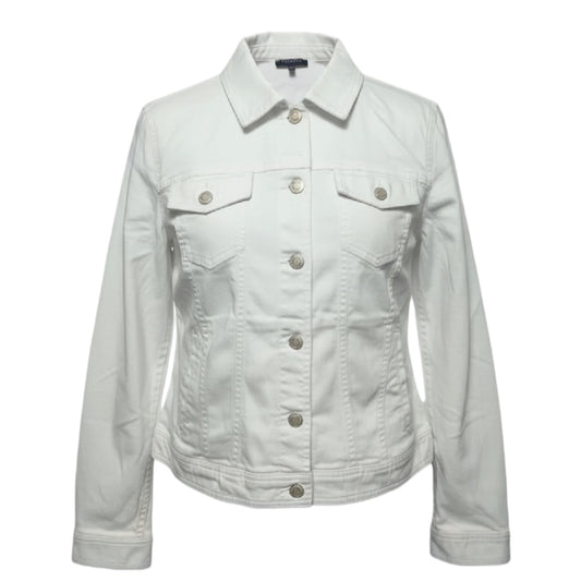 Jacket Denim By Talbots In White, Size: L