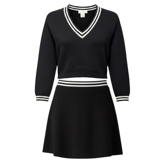 Knit Sweater & Skirt Set By House Of Harlow In Black & White, Size: S