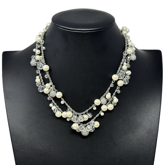 Faux Pearl & Crystal Necklace Chain By Clothes Mentor