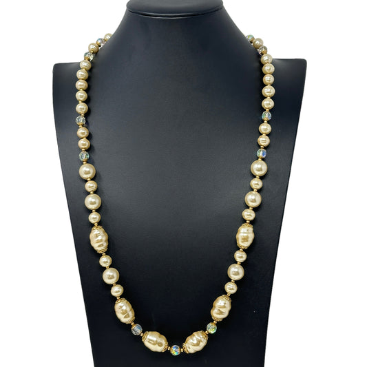 Faux Pearl & Crystal Necklace Strand By Dell’Olio