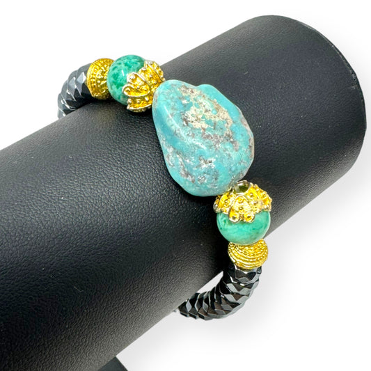 Turquoise Sterling Silver Designer Bracelet By Dallas Prince