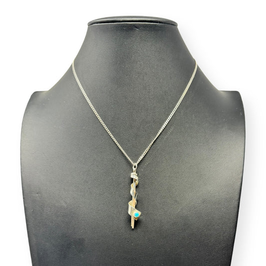 Sterling Turquoise Necklace Pendant By Unknown Brand