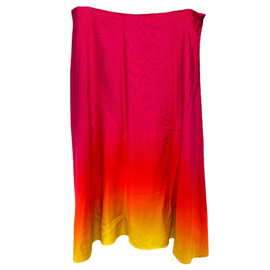 Ombre Linen Blend Midi Skirt By Lauren By Ralph Lauren  Size: 14