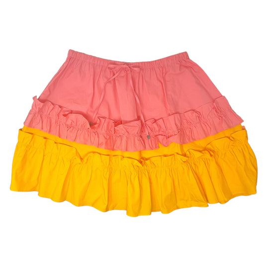 Chloe Tiered Ruffle Tie Waist Skirt - Coral/Mango By LDT  Size: 10