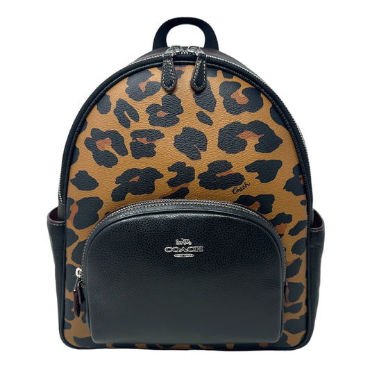 Court Backpack With Signature Canvas & Leopard Print Designer By Coach  Size: Large